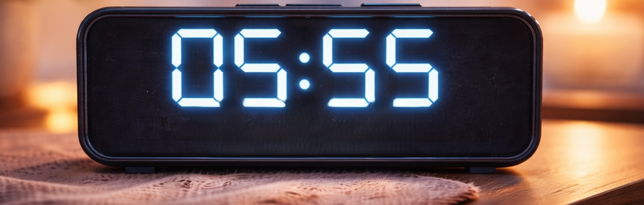 05:55 Uhr auf digitaler Anzeige – Engelszahl 555