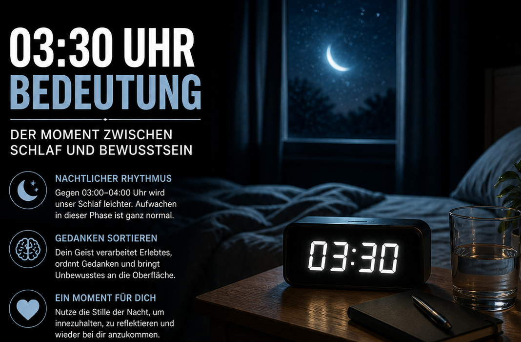 03:30 Uhr Bedeutung erklärt – nächtliches Aufwachen als Teil des natürlichen Schlafrhythmus und Moment zwischen Ruhe und mentaler Aktivität
